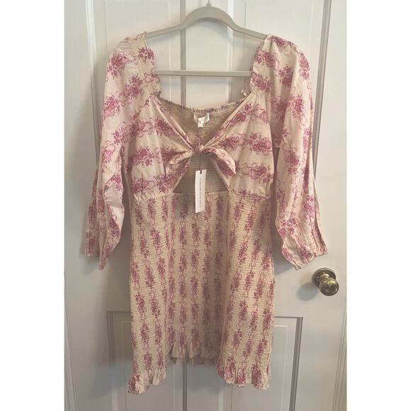 LoveShackFancy Pink and Cream Mini Dress - Picture 3 of 13